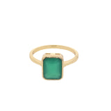 Bague dorée onyx verte rectangle