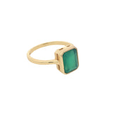 Bague dorée onyx verte rectangle
