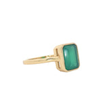 Bague dorée onyx verte rectangle