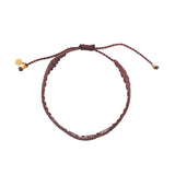 Bracelet brésiien doré fil tissé marron et crème "love"