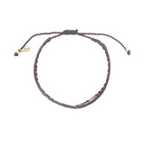 Bracelet brésilien doré fil tissé marron foncé et crème "love"