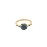 Bague dorée solitaire pierre carrée avec zircons