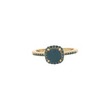 Bague dorée solitaire pierre carrée avec zircons