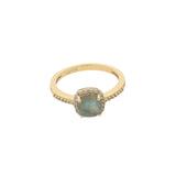 Bague dorée solitaire pierre carrée avec zircons