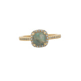 Bague dorée solitaire pierre carrée avec zircons