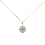 Large golden necklace with Saint Lucia's eye shell and golden thread
