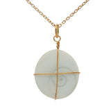 Large golden necklace with Saint Lucia's eye shell and golden thread