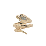 Bague dorée serpent pierre de lune et zircons