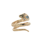 Bague dorée serpent pierre de lune et zircons