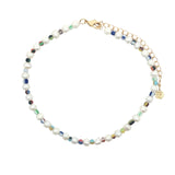 Chaine de cheville dorée en perles de culture et perles colorées