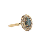 Bague dorée avec labradorite et couronne de zircons