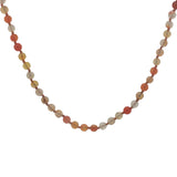 Collier doré perles orange et blanches alternées à des noeuds orange 64 cm