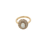 Bague dorée pierre de lune couronne en zircons