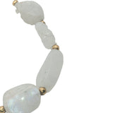 Collier doré pierres de lune ovales et perles dorées 60 cm