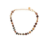 Bracelet doré mix de perles en bois, dorées et fantaisie