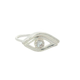 925 silver ring with textured eye and stone