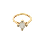 Bague dorée pierre naturelle ovale 4 zircons