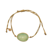 Bracelet sur cordon doré prehnite facettée ovale