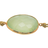 Bracelet sur cordon doré prehnite facettée ovale