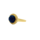 Bague dorée pierre ovale facettée et zircons