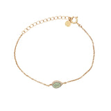 Bracelet doré goutte prehnite avec zicons