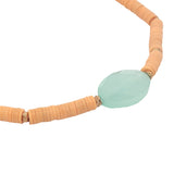 Bracelet doré disques vinyles oranges et amazonite