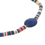 Bracelet doré disques vinyles colorés et lapis lazulis