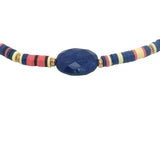 Bracelet doré disques vinyles colorés et lapis lazulis