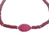 Bracelet doré disques vinyles bordeaux et rubis indien