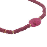 Bracelet doré disques vinyles bordeaux et rubis indien