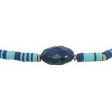 Bracelet doré disques vinyles colorés et lapis lazulis