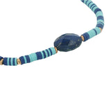 Bracelet doré disques vinyles colorés et lapis lazulis