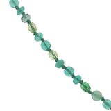 Collier doré mix perles vertes et noeuds verts 75 cm