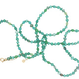 Collier doré mix perles vertes et noeuds verts 75 cm