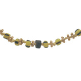 Collier doré avec perles jaunes, perles en bois, couronnes dorées 75 cm