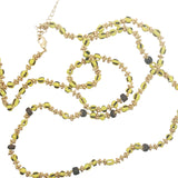 Collier doré avec perles jaunes, perles en bois, couronnes dorées 75 cm