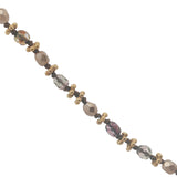 Collier doré perles marrons, couronnes dorées et noeuds marrons 75 cm