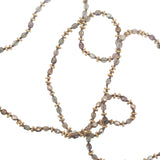 Collier doré perles marrons, couronnes dorées et noeuds marrons 75 cm