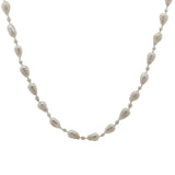 Collier doré alternance petites et grandes perles de culture avec noeuds blancs 75 cm