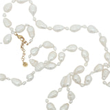 Collier doré alternance petites et grandes perles de culture avec noeuds blancs 75 cm