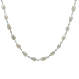 Collier doré alternance petites et grandes perles de culture avec noeuds turquoise 75 cm