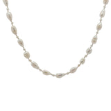 Collier doré alternance petites et grandes perles de culture avec noeuds beige 75 cm