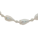Collier doré alternance petites et grandes perles de culture avec noeuds beige 75 cm