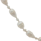 Collier doré alternance petites et grandes perles de culture avec noeuds beige 75 cm