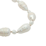 Collier doré alternance petites et grandes perles de culture avec noeuds beige 75 cm