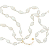 Collier doré alternance petites et grandes perles de culture avec noeuds beige 75 cm