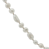 Collier doré perles de culture de différentes tailles avec noeuds beige 75 cm