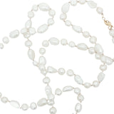 Collier doré perles de culture de différentes tailles avec noeuds beige 75 cm