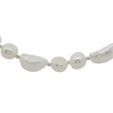 Collier doré perles de culture de différentes tailles avec noeuds blancs 75 cm