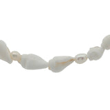 Collier doré avec coquillages blancs et perles de culture 75 cm